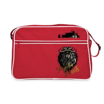 head of death hipster crane bearded mustache skull b - Retro Bag - red/white - Front