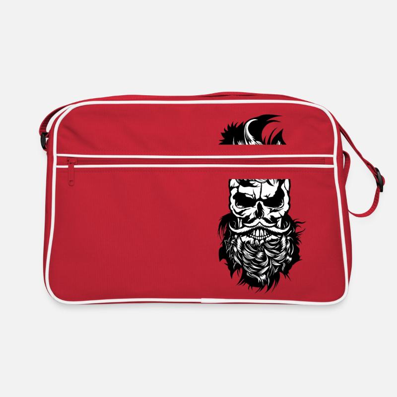 Kopf des Todes Hipster Schädel bärtiger Bart Schnurrbart m Retro Tasche