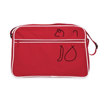 one line Katze - Retro Tasche - Rot/Weiß - Vorne