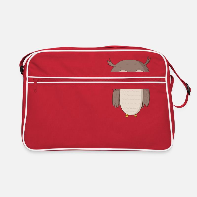 Kauz Eule - Retro Tasche - Rot/Weiß