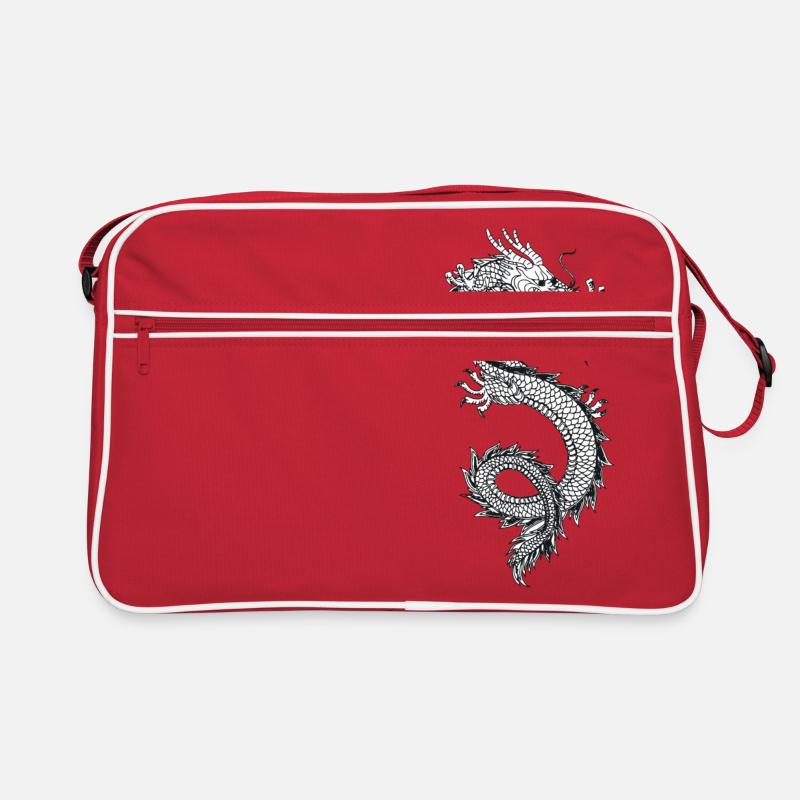 Chinesischer Drache - Retro Tasche - Rot/Weiß
