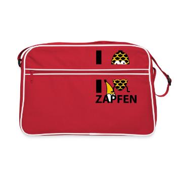 Zapfen zapft Bier - Retro Tasche - Rot/Weiß - Vorne