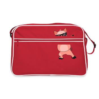 Pig Dabbing Vector Cool - Retro Bag - red/white - Front