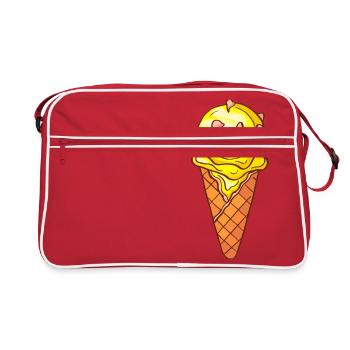 Eis Speiseeis Eiskrem Eiscreme Kugeleis Eisbecher - Retro Tasche - Rot/Weiß - Vorne