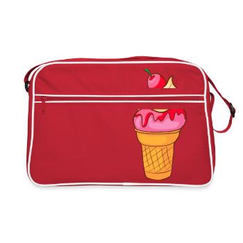Eis Speiseeis Eiskrem Eiscreme Kugeleis Eisbecher - Retro Tasche - Rot/Weiß - Vorne