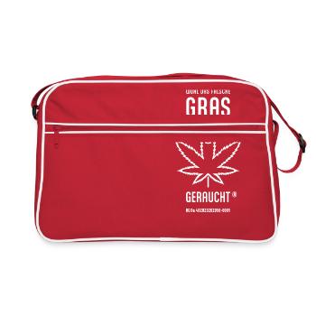 Hanfblatt white RZ 19022024 - Retro Tasche - Rot/Weiß - Vorne