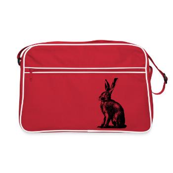 European hare / rabbit - Retro Bag - red/white - Front