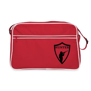 Hunter Abzeichen Jäger Jagd - Retro Tasche - Rot/Weiß - Vorne
