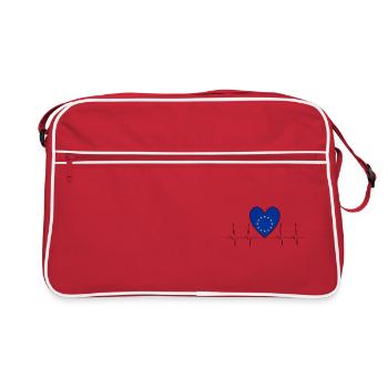 Heartbeat EU Herz Europa Euro Brüssel Frieden - Retro Tasche - Rot/Weiß - Vorne