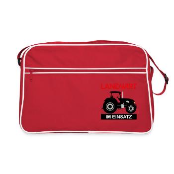 Landwirt im Einsatz Bauer Lustiger Spruch - Retro Tasche - Rot/Weiß - Vorne
