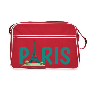 Horizon de Paris avec l’illustration de la Tour Eiffel - Sac Retro - rouge/blanc - Devant