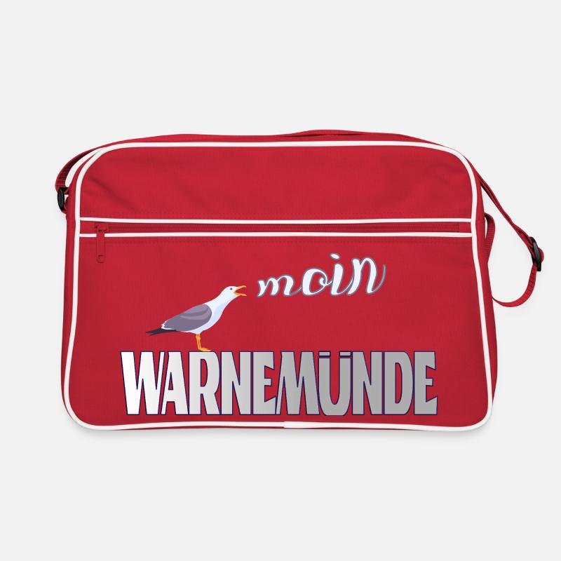 Warnemünde Möwe mit Moin Ostee Retro Tasche