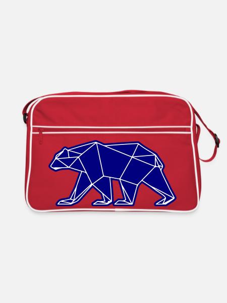 Eisbär Polar Bär Polygon Symbol - Retro Tasche - Rot/Weiß - Vorne