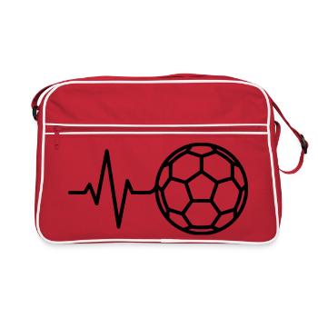 Soccer, battement de cœur, ECG, pouls, amour - Sac Retro - rouge/blanc - Devant