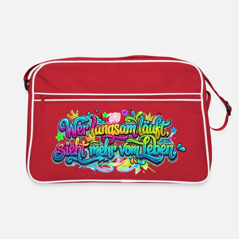 Wer langsam läuft sieht mehr vom Leben Retro Tasche