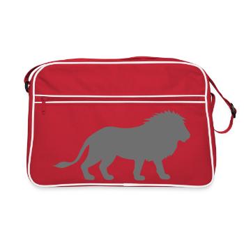 Lion silhouette in graphic art style - Retro Bag - red/white - Front