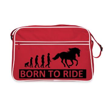 Horses, horse, riding, pony, cowboy, trot, Gallop - Retro Bag - red/white - Front