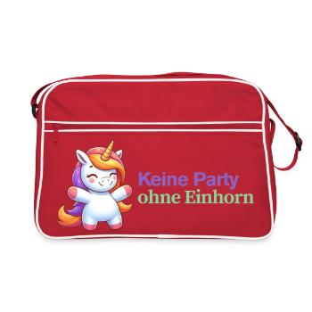 Unicorn is looking forward to partying @ Women's Evening - Retro Bag - red/white - Front