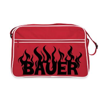Bauer lodernde Flammen - Retro Tasche - Rot/Weiß - Vorne