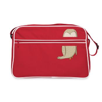 Eagle owl comic bird - Retro Bag - red/white - Front