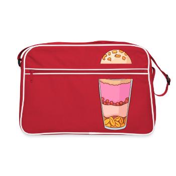 Eis Speiseeis Eiskrem Eiscreme Kugeleis Eisbecher - Retro Tasche - Rot/Weiß - Vorne