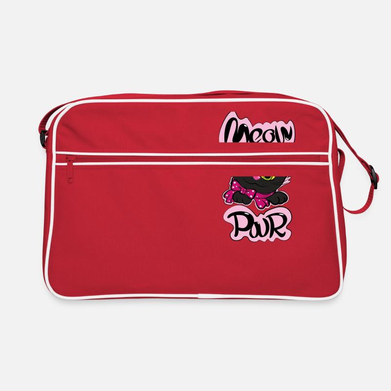 Meaw Power - Retro Tasche - Rot/Weiß