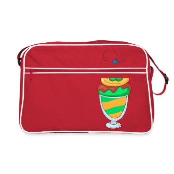 Eis Speiseeis Eiskrem Eiscreme Kugeleis Eisbecher - Retro Tasche - Rot/Weiß - Vorne