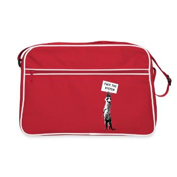 Erdmänchen / Fuck the Systtem - Retro Bag - red/white - Front