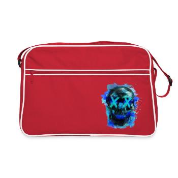 Blue Death (skull) - Retro Bag - red/white - Front