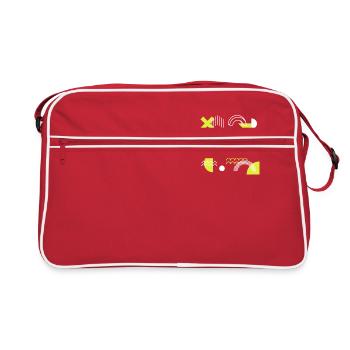 Blue Green Shapes Geometric Events Conventions - Retro Bag - red/white - Front
