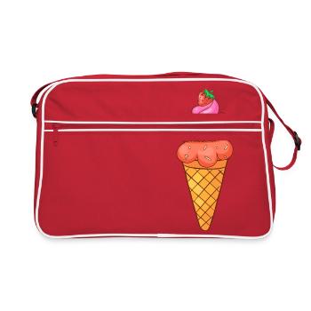 Eis Speiseeis Eiskrem Eiscreme Kugeleis Eisbecher - Retro Tasche - Rot/Weiß - Vorne