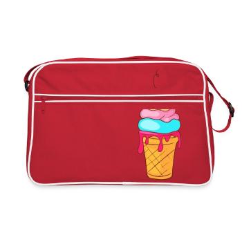 Eis Speiseeis Eiskrem Eiscreme Kugeleis Eisbecher - Retro Tasche - Rot/Weiß - Vorne