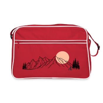 Sunset Ride Line Art on Black - Retro Bag - red/white - Front