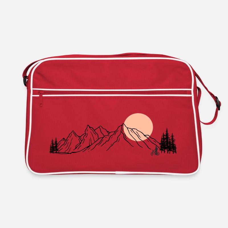 Sunset Ride Line Art auf Schwarz Retro Tasche