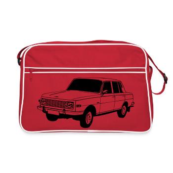 Wartburg , Oldtimer Kult , DDR Legende ...(25) - Retro Tasche - Rot/Weiß - Vorne