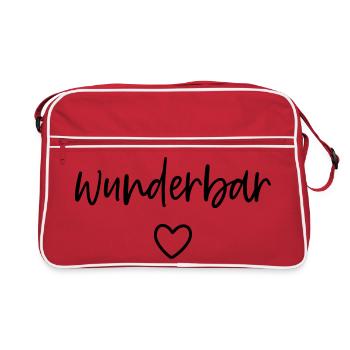 wunderbar Herz - Retro Tasche - Rot/Weiß - Vorne
