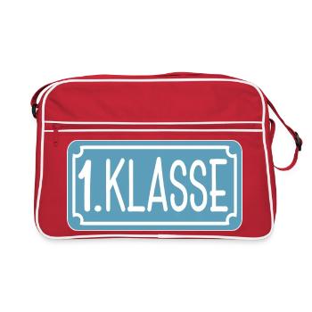 Schulanfang 1. Klasse - ERSTKLASSIG - Retro Tasche - Rot/Weiß - Vorne