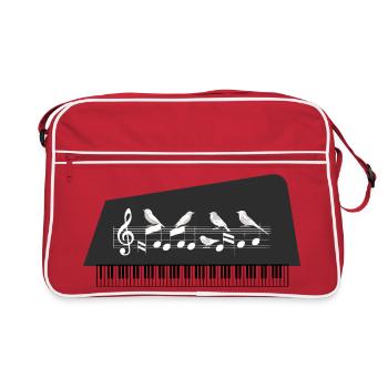 Birds Sitting on Piano Sheet Music - Piano Sheet Music - Retro Bag - red/white - Front