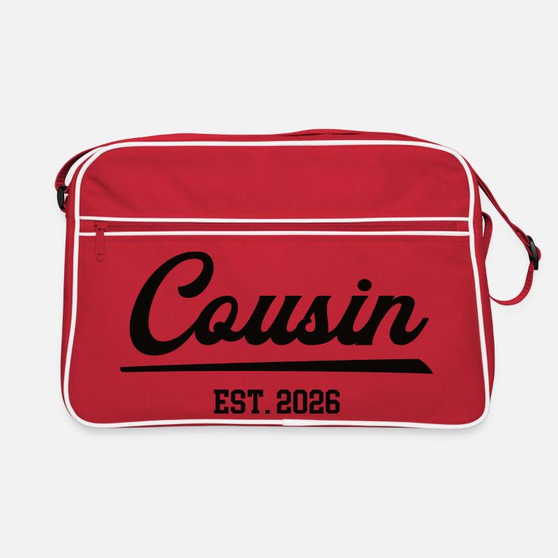 Cousin 2026 Cousins Bébé Grossesse Annoncer - Sac Retro - rouge/blanc