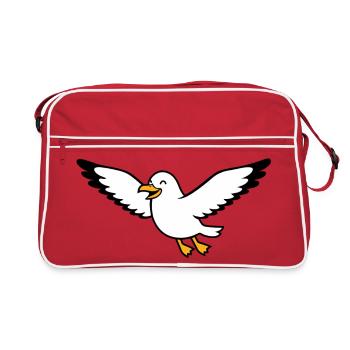 Mouette de dessin animé joviale en vol - Sac Retro - rouge/blanc - Devant