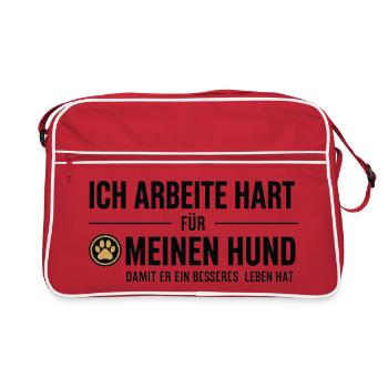 Hard work for my dog - Retro Bag - red/white - Front