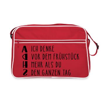 Provocative ADHD saying - Retro Bag - red/white - Front