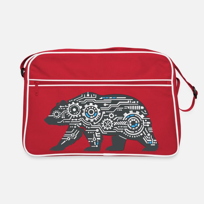 Kibernetic Bear Circuit Pattern Retro Bag