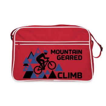 Mountain Bike Climb Mountains Saying - Retro Bag - red/white - Front