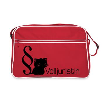 Jura Katze Volljuristin - Retro Tasche - Rot/Weiß - Vorne