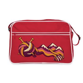 Garn wird zum Bergschal - Retro Tasche - Rot/Weiß - Vorne