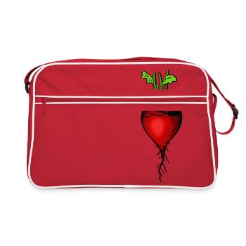 rettich radieschen radish veggie gemuese vegetable - Sac Retro - rouge/blanc - Devant