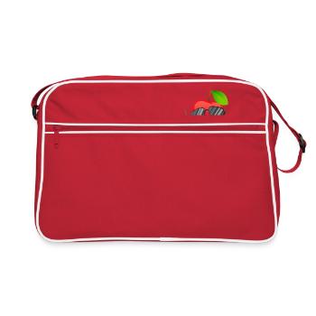 Kirsche cherry Trommel Drummer emoji - Retro Tasche - Rot/Weiß - Vorne