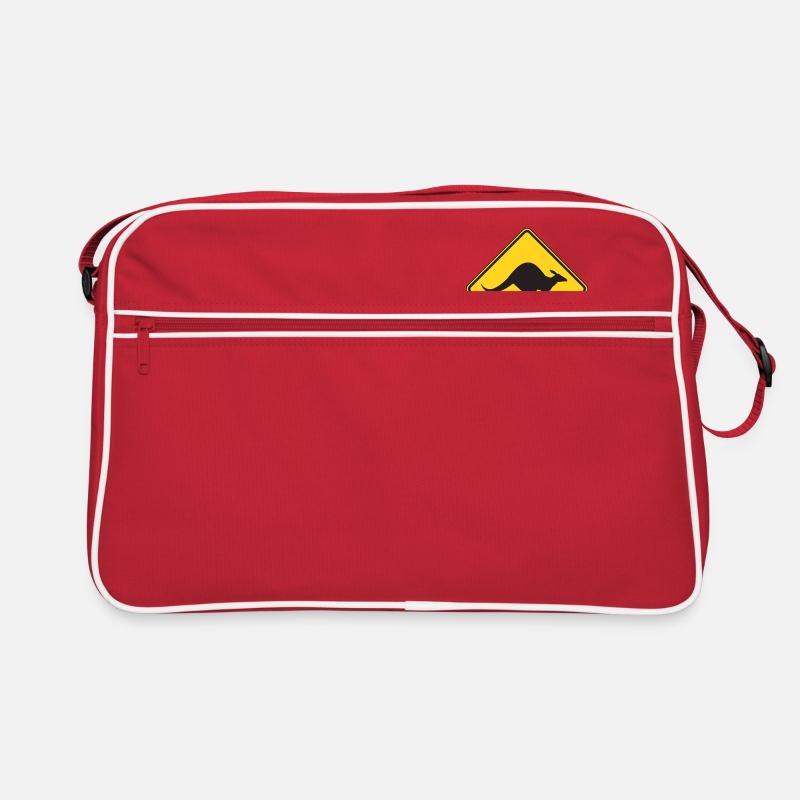 Achtung, Känguru! - Retro Tasche - Rot/Weiß