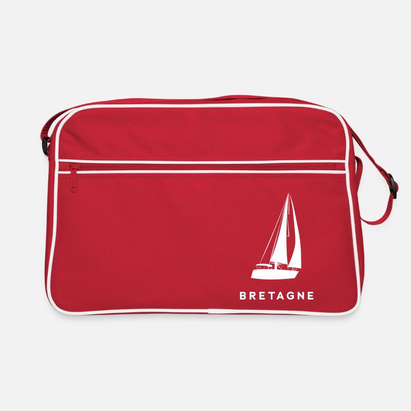 Segelboot Bretagne - Retro Tasche - Rot/Weiß